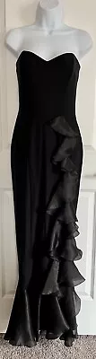 Vicky Tiel ‘Sidonie’ Black Strapless Ruffled Sweetheart Dress Size 42 • $275