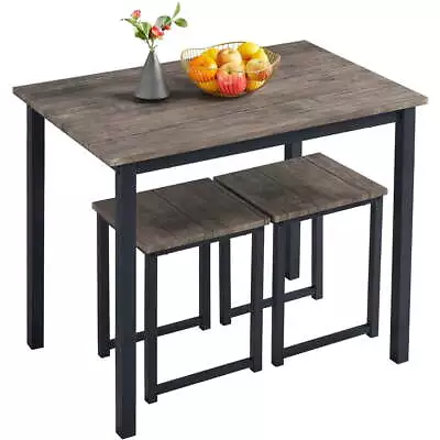 3-Piece Dining Set With Industrial Square Table & 2 Backless Chairs Drift Brown • $144.69