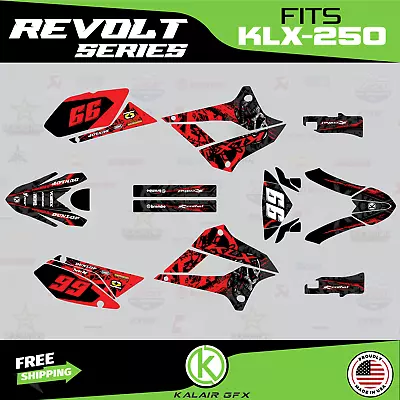 $79.99 • Buy Graphics Kit For Kawasaki KLX250 (2008-2020) KLX 250 REVOLT-red