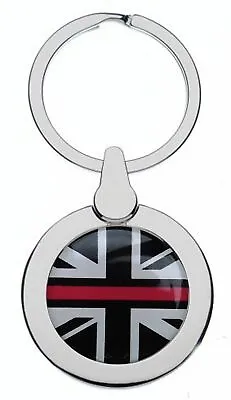 Thin Red Line Fire Brigade Union Jack  Silver Colour Keyring • £5.49