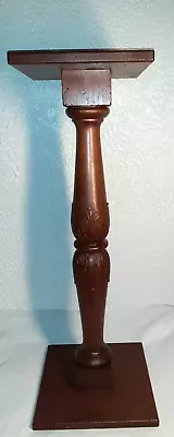 Antique Vintage Hand Carved Wood Plant Candle Stand Walnut Or Maple 31  Tall • $150