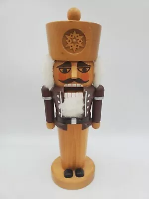 Vintage German Nutcracker Snowflake Soldier Erzgebirge Expertic Natural Wood • $55.21