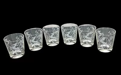 Federal Glass Vintage MCM White Gazelle 3-1/4”Barware 8 Ounce Glasses Set Of 6 • $24.97