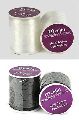 4 X 200m Rolls / Reels - Invisible Sewing Thread - Clear Or Smoke - UK Seller • £7.19