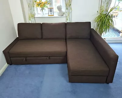IKEA FRIHETEN Corner Sofa Bed With Storage In Brown RRP £699 • £295