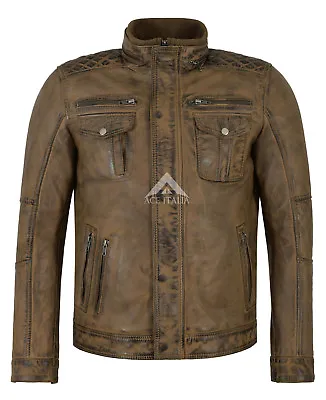 £140 • Buy WOLVERINE Mens Jacket Dirty Brown Casual Fashion Biker Style Leather Jacket 1501