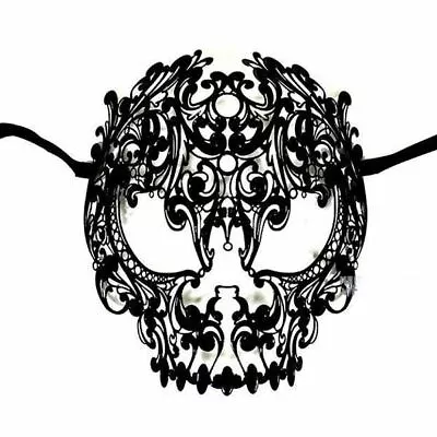 Men Devil Skull Laser Cut Metal Masquerade Mask Black Color • $24.45