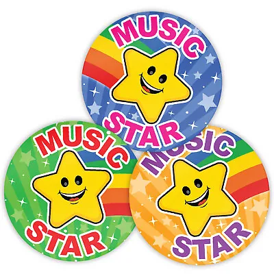 144 Music Star Sticker Award Well Done 30mm School Teacher Rewards Rainbow • £2.99