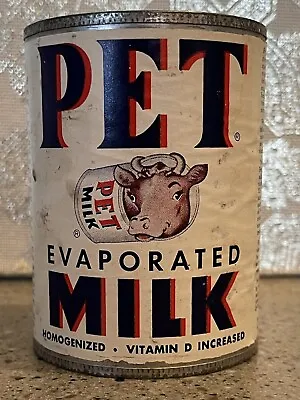$15 • Buy Vintage Pet Milk Dairy Farm Opened Evaporated Milk Tin, Original Paper Label