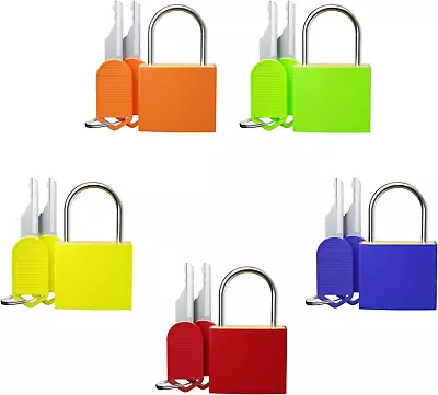 5Pcs Small Locks With Keys Multicolor Luggage Locks ABS Plastic Covered Copper • $9