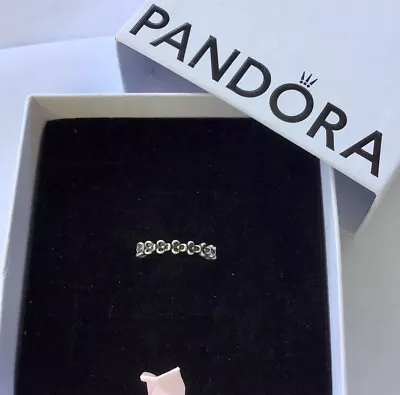 $33.99 • Buy Genuine- Pandora Silver Black Oxi Wanda’s Garden Floral Ring - 190849 - Size 56