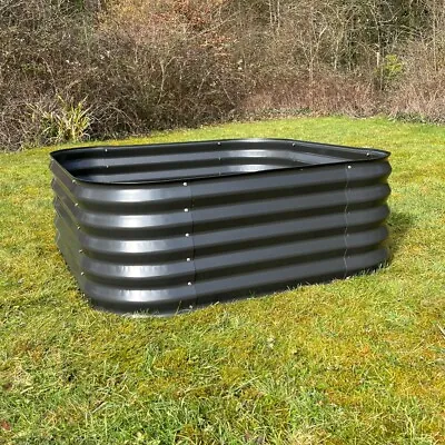 Large Grey Metal Raised Bed Vegetable Flower Garden Planter (120 X 120 X 45cm) • £79.99