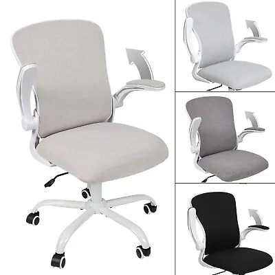 Computer Executive Desk Chair Fabric Adjustable Arms Mid-Back Swivel Home Office • £59.99