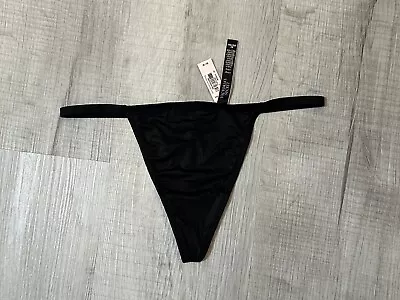 Victoria’s Secret Sexy Black V-String Thong Panties Size M Silky Solid Front NWT • $21.99