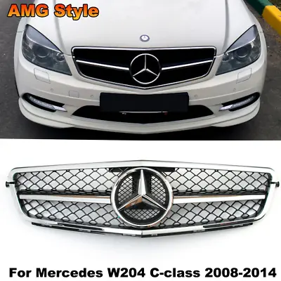 Front Grille W/Star For 2008-2013 Mercedes Benz W204 C-CLASS C250 C350 AMG Style • $66.99