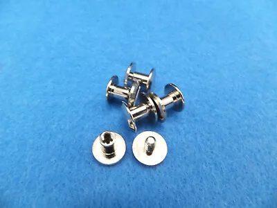 £4.85 • Buy 2-50 Chicago Screw 9 Mm Studs Rivets  Strap  Belts  Fasteners Solid Brass Nickel