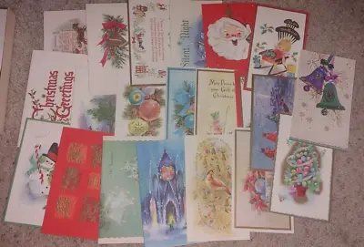 Vintage Mid Century Christmas Holiday Card Box 21 Different Cards W Envelopes • $33.74