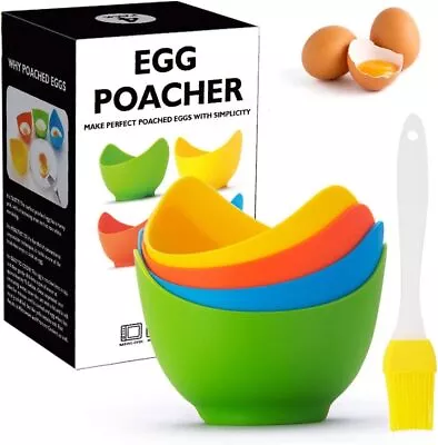 4 Pack Egg Poacher Non-Stick Silicone Egg Cooker Molds Cookware For Microwave • $12.19