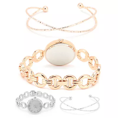 Women Girl Watch Bracelet Set Alloy Elegant Birthday Quartz Watch Jewelry Br SPG • $26.90
