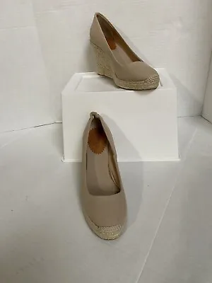 J Crew Womens Seville Wedge Espadrille Pump Size 6 Cream Beige Canvas Slip On • $42