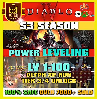 🔥diablo 4 Power Level Season 3✨lv 1-100 Boost +glyph +vault✨s3 Pcps Xbox Duriel • $54.99