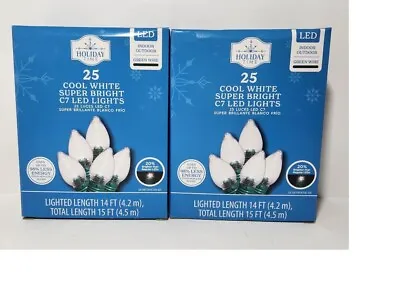 Holiday Time 25 Count Cool White Super Bright C7 LED Lights - Lot Of 2 • $24.95