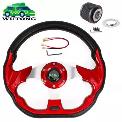 12.5  Red Racing Steering Wheel + Hub Adapter For 1984-2004 Ford Mustang Non-GT • $59.99