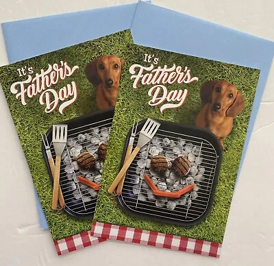 Set Of 2 Dachshund Father’s Day Cards Hallmark 4.75x6.75 Grill Red Doxie Dog New • $9.99
