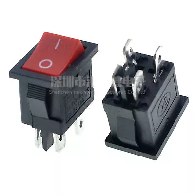 3x Button Rocker Switch 4 Pin 10A 125V 6A 250V 15x21mm KCD1-104 On-Off Red • $9.44