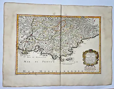 Provence France 1652 Nicolas Sanson Large Antique Map 17th Century • £189.99