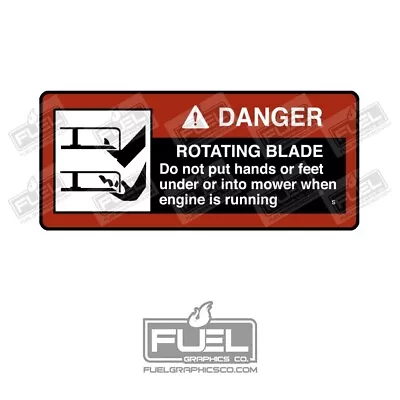 Lawnmower Danger Rotating Blade Premium Vinyl Decal - 4  Wide X 1.75  Tall • $12.20