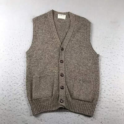 The Moors Sweater Vest Mens Medium Brown Scotland Shetland Wool V Neck Cardigan • $45.34