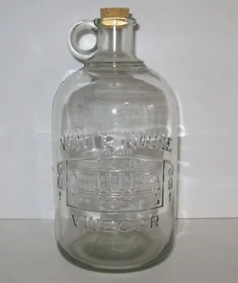 Vintage Clear Glass White House Vinegar Bottle Jug 1/2 Gallon • $12