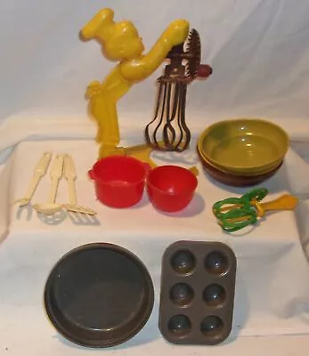 Vintage Child's Toy Kitchen Items Lot - Hard Plastic Chef Mixer Tuperware Bowl + • $8.50