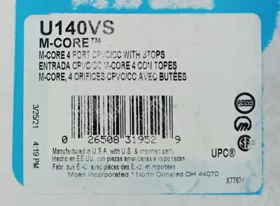 Moen U140VS M-CORE 3-Series 4 Port Tub And Shower Pre-Fabricated Mixing Valve  • $34.99