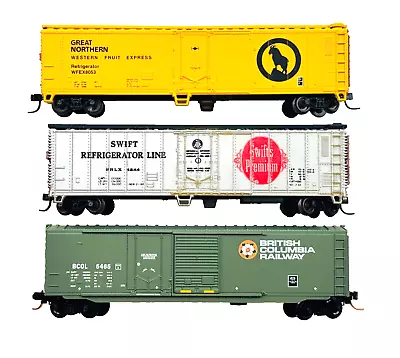 American N Gauge - 3 X Reefer Wagons Great Northern British Columbia Unboxed • £14.95