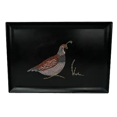 COUROC OF MONTEREY Quail 15.5 X 10.5” Inlaid Wood MEDIUM Rectangular Tray MCM • $29.99