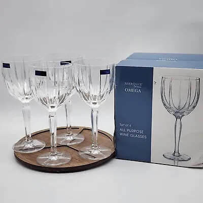 Set Of 4 Marquis By Waterford Omega Crystal 8.5  Wine Glasses Original Box • $89.95