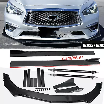 Carbon Fiber Front Bumper Lip Side Skirt Strut Rods For Infiniti G35 G37 Q50 Q60 • $149.99