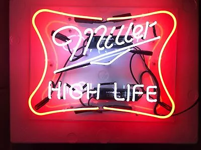 Miller High Life Lite Beer Acrylic 20 X16  Neon Light Sign Lamp Party Bar Open • $109.99