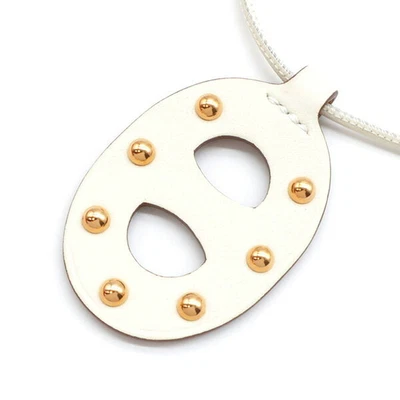 $1391.06 • Buy Hermes Studs Shane Dunkle Pm Necklace Vo Swift Machete Pink Gold Hardware White