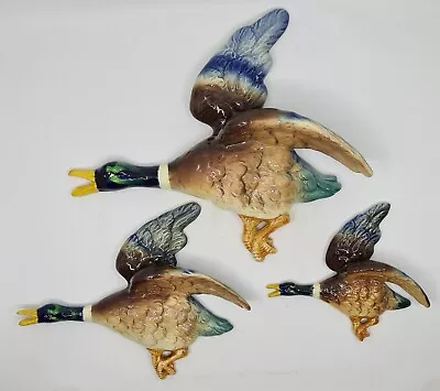 SET OF 3 FALCON WARE FLYING DUCK WALL PLAQUES MODEL Nos 1360/1402/ 1401 IN VGC. • £120