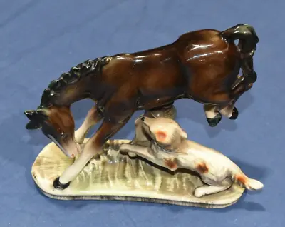 Horse And Dog Ceramic Figurine - Rare Vintage Dutch Jema Made In Holland • $115.94