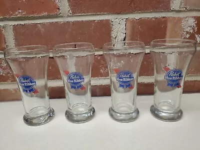 Vintage Set Of 4 Pabst Blue Ribbon Sham Beer Glasses Used NICE • $19.99