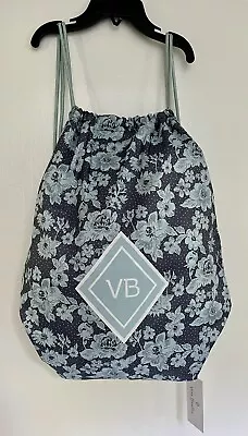 NWT $35 Vera Bradley RAIN GARDEN NAVY MINT ReActive Drawstring Backsack. • $19