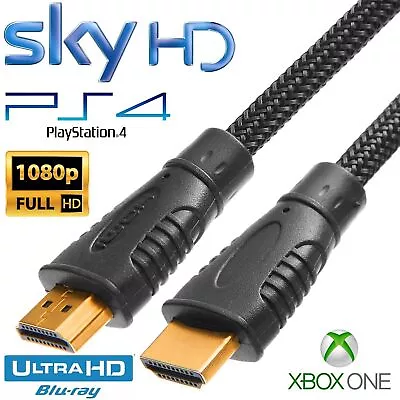 1m - 5m Metre HDMI Cable Fast Speed HD 3D ARC 1080p For PS3 PS4 XBOX SKY TV • £4.89