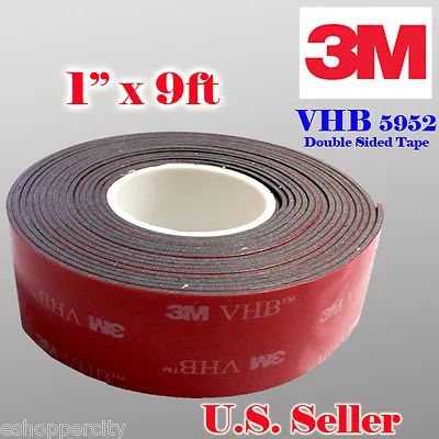 $12.55 • Buy 3M 1  X 9 Ft  VHB Double Sided Foam Adhesive Tape 5952 Automotive Mounting 25mm
