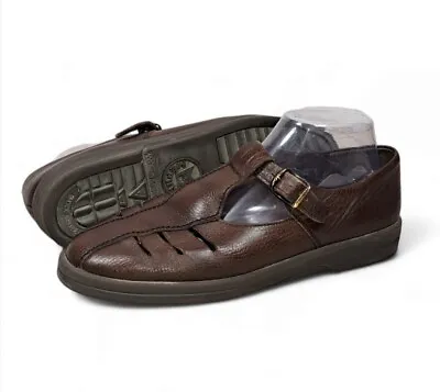 Mephisto Cool Air T-Strap Fisherman Sandals Brown Leather Women's Size 9 • $51
