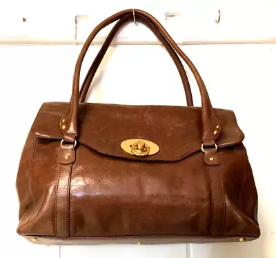 RI2K Vintage Tan LEATHER TOP HANDLE TOTE BAG • £6