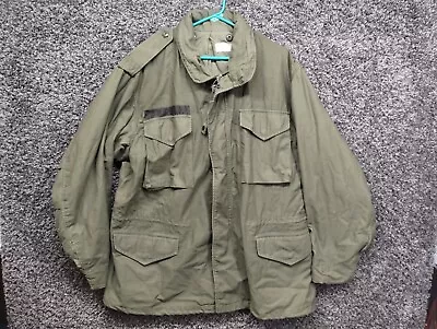 VTG US Army M65 Field Jacket Coat Green Long Large Military Hooded Cold Weather • $124.97